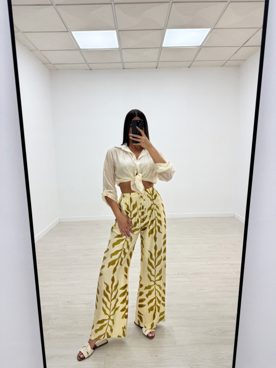 PANTALÓN FLUIDO HOJAS AMARILLO